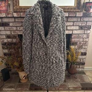 Lucky Brand MacKenzie Black Marbled Long Knit Sweater Sz Medium